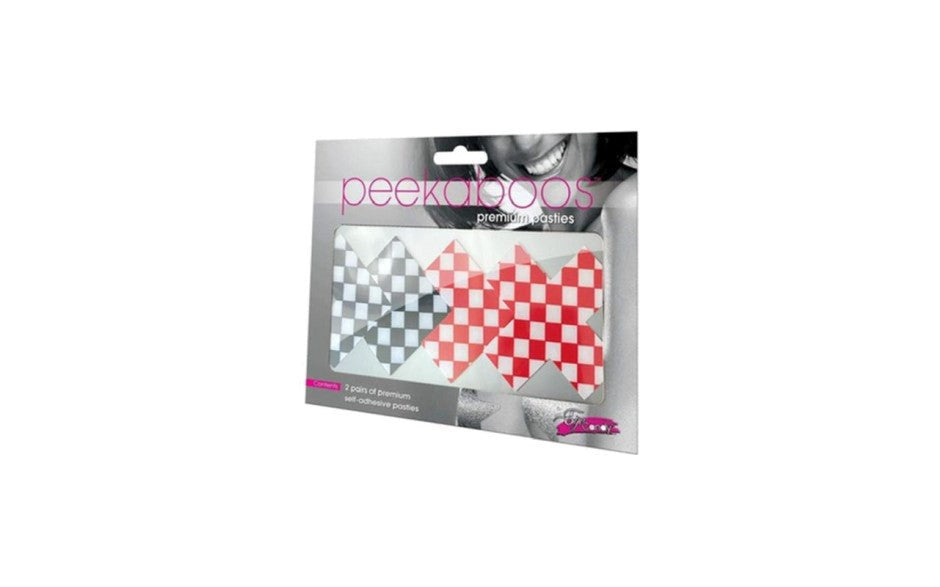 Peekaboo Pasties Off The Wall Self Adhesive Nipple Pasties Checkered Design - - Fancy Dress Ups