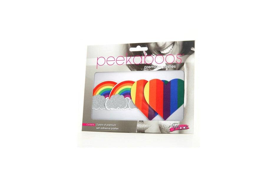 Peekaboo Pasties Peekaboo Pride Glitter Rainbows & Hearts Womens Pasties - - Fancy Dress Ups