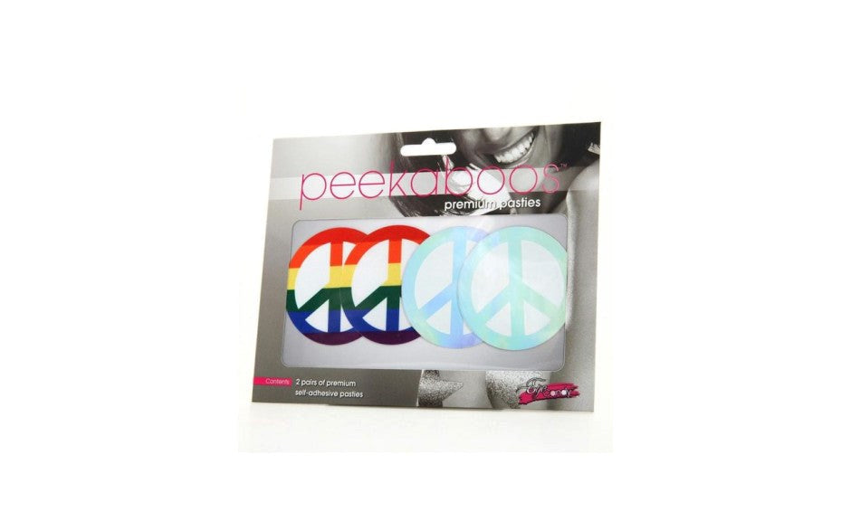 Peekaboo Pasties Peekaboo Pride Peace Sign Holographic Rainbow Fashion Pasties - - Fancy Dress Ups