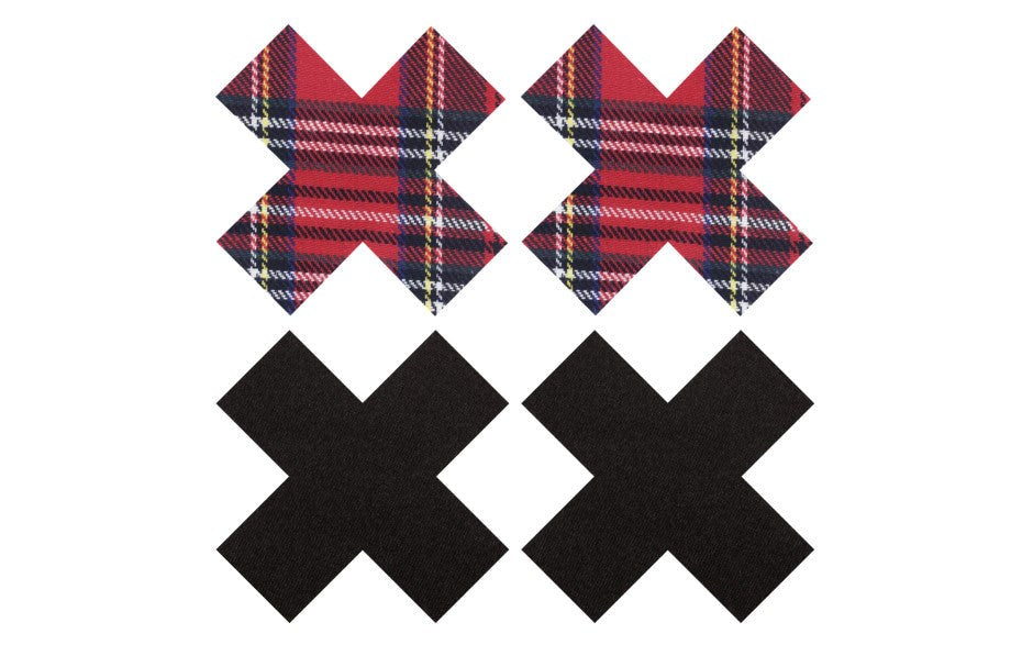 Peekaboo Pasties Peekaboo Sexy Schoolgirl X Nipple Pasties Black & Red - - Fancy Dress Ups