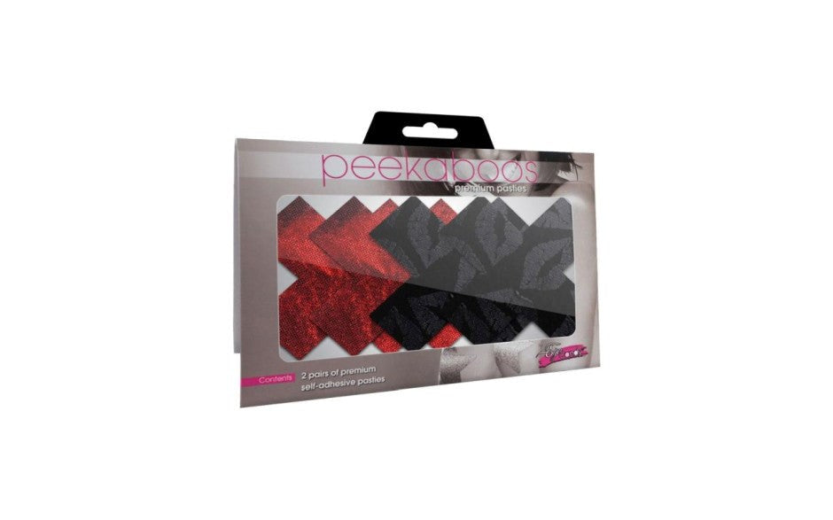 Peekaboo Pasties Stolen Kisses X Womens Sexy Pasties Red Black Self Adhesive - - Fancy Dress Ups