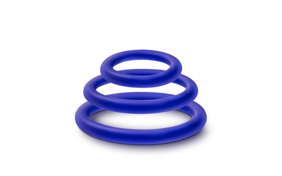 Blush Novelties Performance Silicone Cock Rings Set 3 Piece Indigo Premium - - Cock Ring Sets