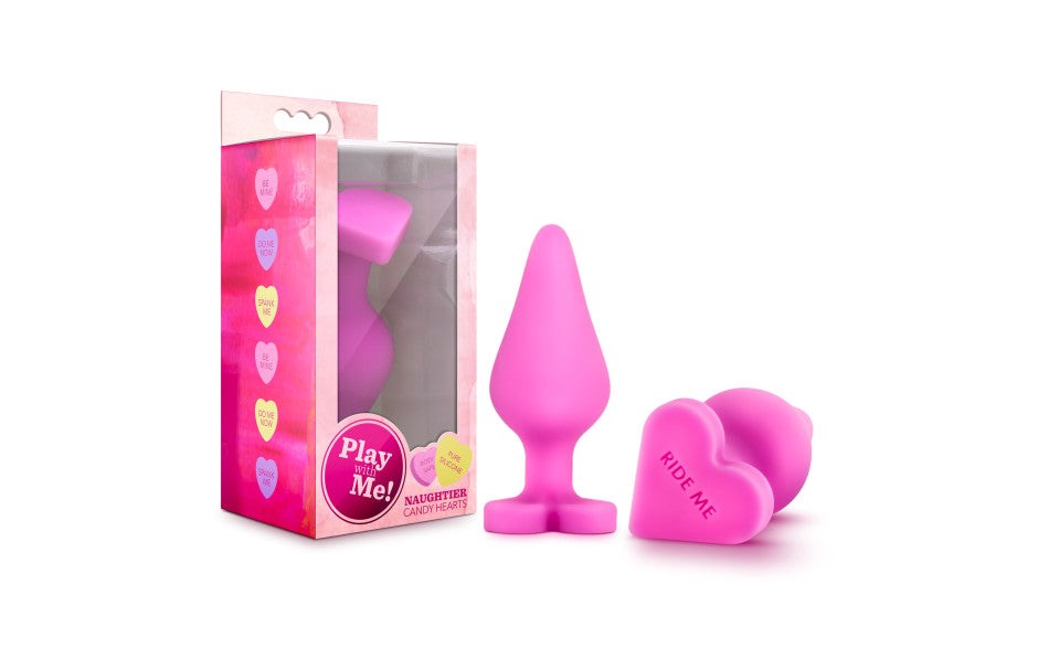 Play With Me Naughtier Candy Heart Shaped Ride Me Butt Plug 4 Inch - - Butt Plugs