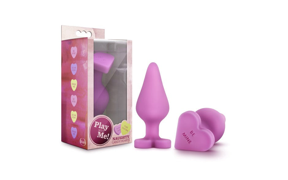 Play With Me Naughty Candy Heart Shaped Be Mine Silicone Butt Plug - - Butt Plugs