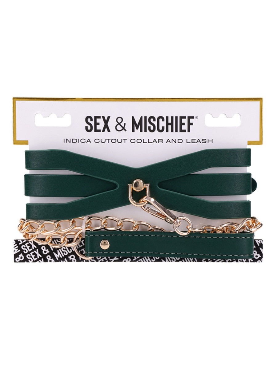 Sportsheets Indica Cutout BDSM Collar and Leash - - Collars and Leads