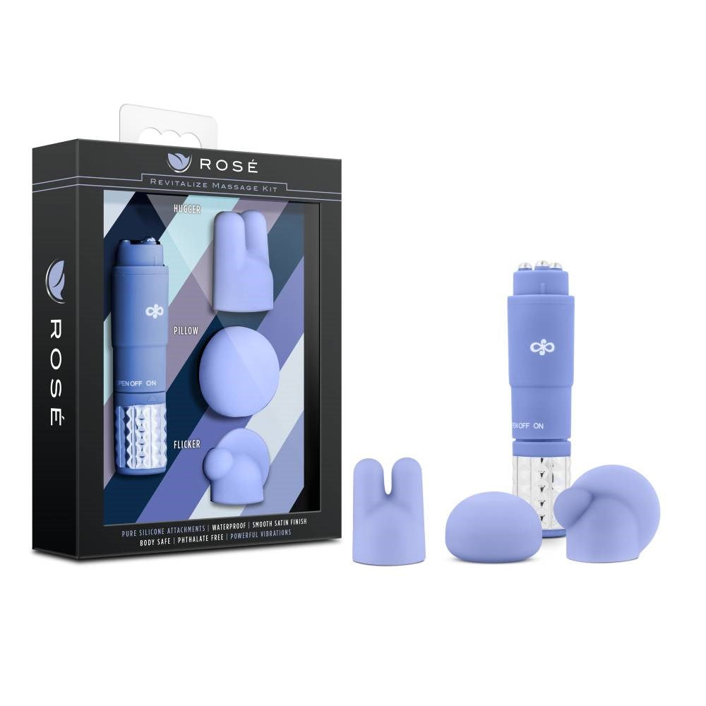 Rose Revitalize Silicone Adult Massage Kit with 3 Attachments - - Sex Kits