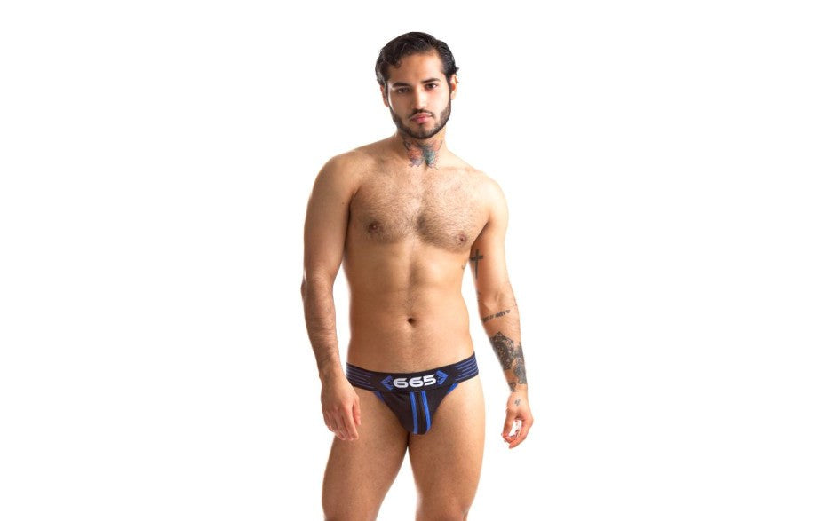 Sport Fucker Rally Mens Jock Strap Blue and Black Premium Support - - Jocks and G-Strings