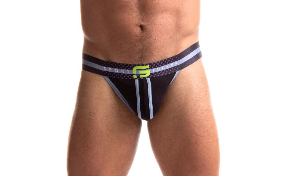 Sport Fucker Jersey Mens Jock Strap Black Premium Cotton Support - - Jocks and G-Strings