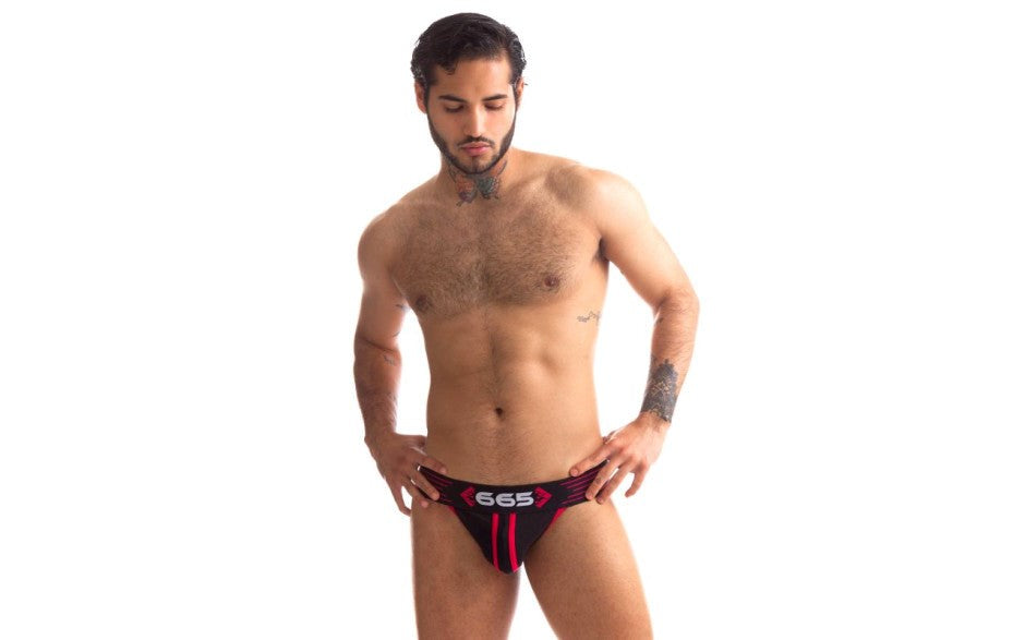 Sport Fucker Rally Mens Sexy Jock Strap Black and Red Premium Support - - Jocks and G-Strings