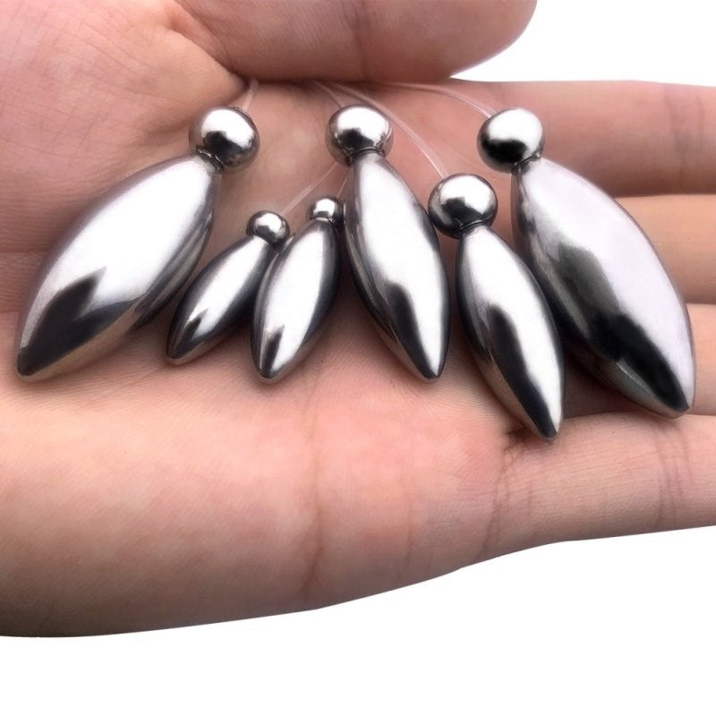 BDStyle Oval Bullet Urethral Sound With Pull Ring Medical Grade Steel - - Urethral Sounds