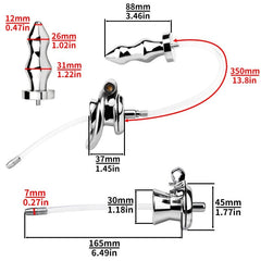 BDStyle Stainless Steel Male Chastity Cage With Enema Butt Plug Medium - - Male Chastity