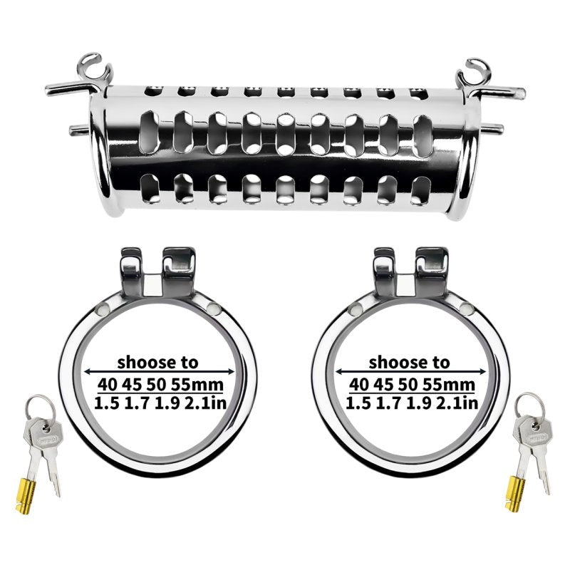 BDStyle Metal Double Ended Chastity Cage Bent Ring - - Male Chastity