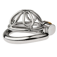 BDStyle Small Flat Ring With Petal Metal Male Chastity Cage - - Male Chastity