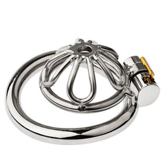 BDStyle Petal Metal Chastity Cage With Small Bent Ring - - Male Chastity