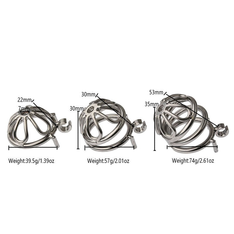 BDStyle Petal Metal Chastity Cage With Small Bent Ring - - Male Chastity