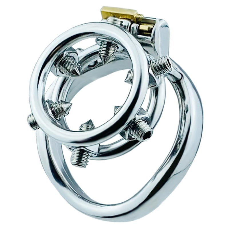 BDStyle Rivet Screw Double Ring Male Chastity Lock Cage With Flat Ring - - Male Chastity
