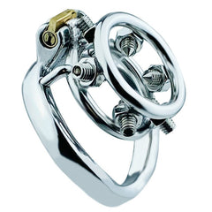 BDStyle Rivet Screw Double Ring Mens Chastity Lock Cage With Bent Ring - - Male Chastity