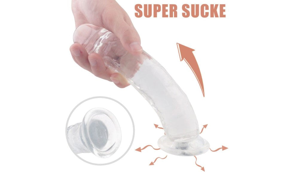 S Hande Lester Realistic Texture Dong Small Clear with Suction Cup Base - - Realistic Dildos
