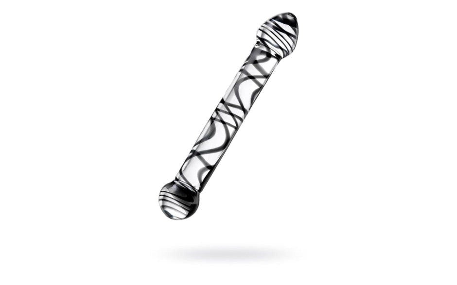 Sexus Glass Sexus Duo Black Swirl Glass Dildo 20.5cm Dual Ended Design - - Glass Sex Toys