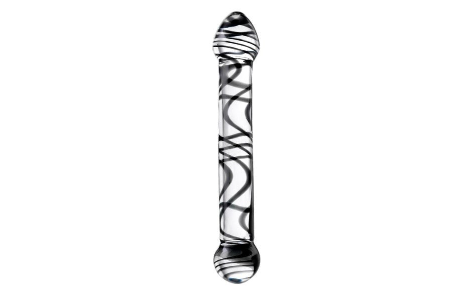 Sexus Glass Sexus Duo Black Swirl Glass Dildo 20.5cm Dual Ended Design - - Glass Sex Toys