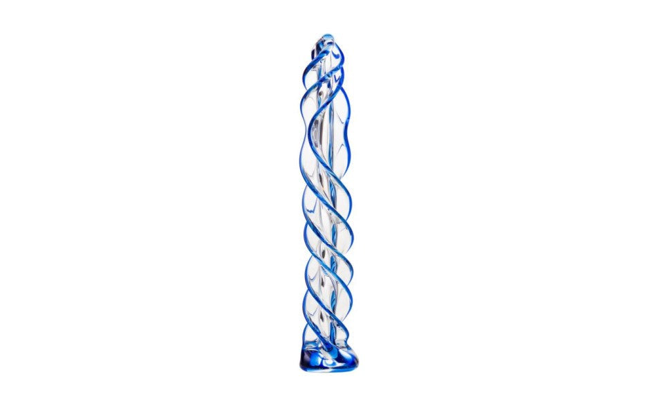 Sexus Glass Sexus Blue Helix Glass Dildo 18.7cm Premium Glass Design - - Glass Sex Toys