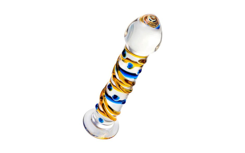 Sexus Glass Sexus Suction Cup Glass Dildo 17.2cm Yellow Handcrafted Glass - - Glass Sex Toys