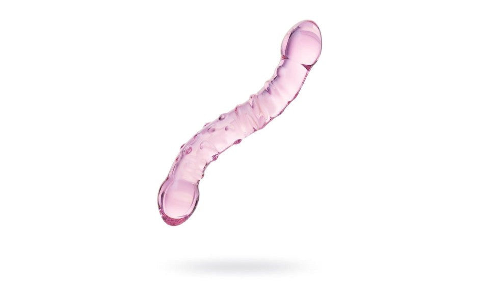 Sexus Glass Double Ended Unisex Glass Dildo 19.5cm Pink with Curved Design - - Glass Sex Toys