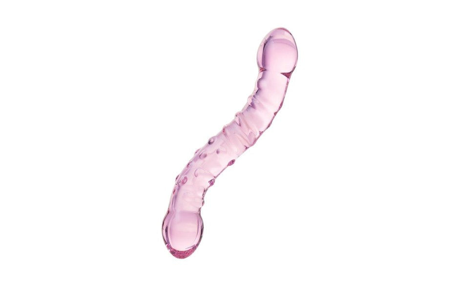 Sexus Glass Double Ended Unisex Glass Dildo 19.5cm Pink with Curved Design - - Glass Sex Toys