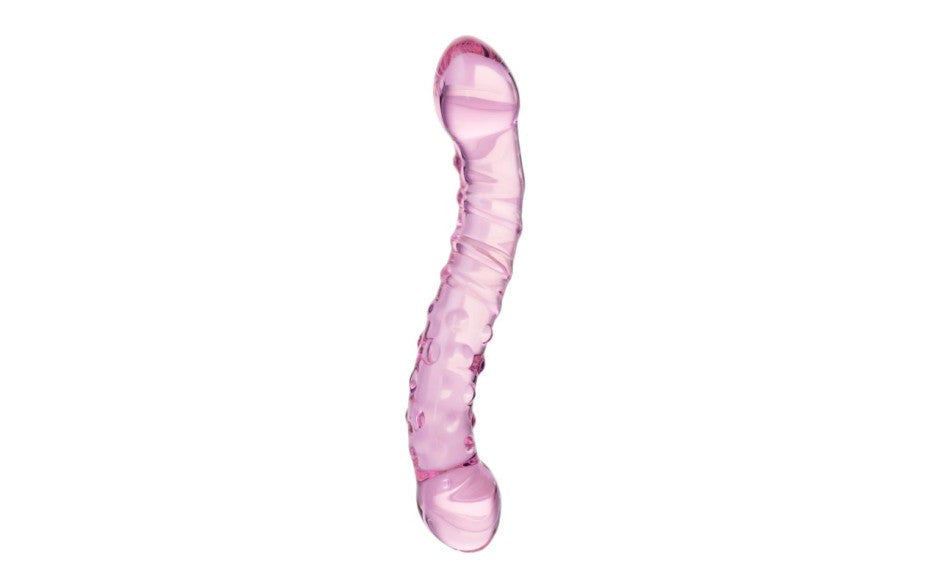 Sexus Glass Double Ended Unisex Glass Dildo 19.5cm Pink with Curved Design - - Glass Sex Toys