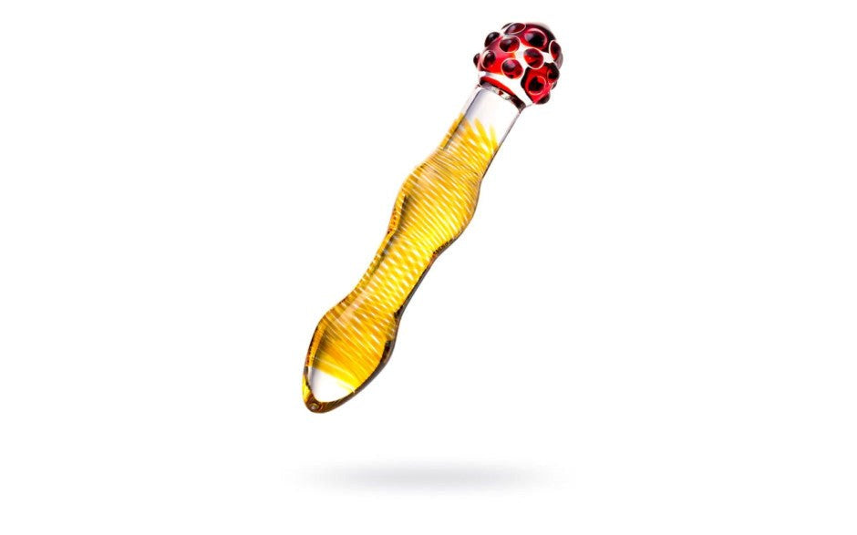 Sexus Glass Dildo 20.5cm Yellow & Red Medical Grade Glass Sex Toy - - Glass Sex Toys