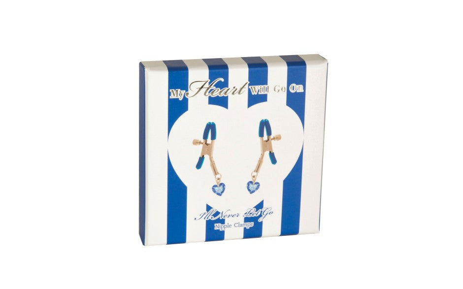 SI Novelties My Heart Will Go On Nipple Clamps with Heart Jewel Attachments - - Nipple and Clit Clamps