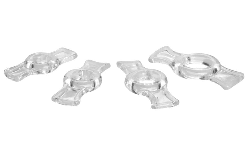 XR Brands Size Matters Endurance 4 Piece Penis Ring Set Clear TPR Construction - - Cock Ring Sets
