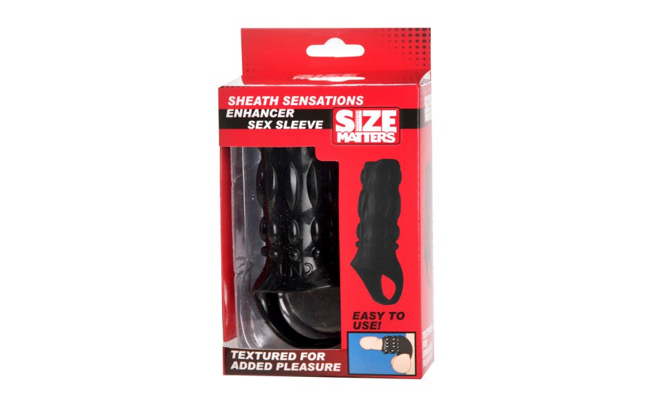 XR Brands Size Matters Cock Sheath Sensations Enhancer Sex Sleeve TPR Material - - Penis Sleeves and Extenders