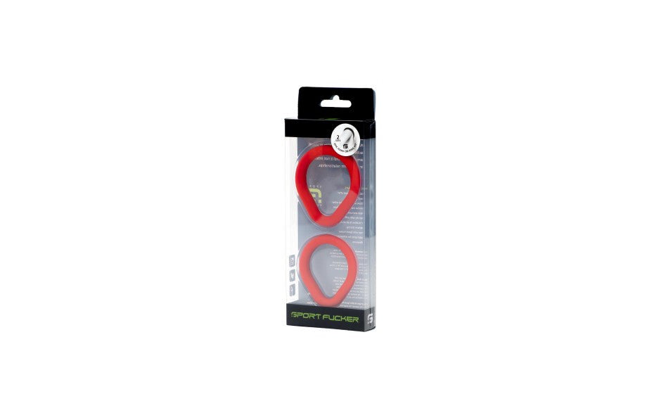 Sport Fucker 2 Pack Epic Hard On Silicone Cock Rings Kit Red Dual Size Set - - Cock Ring Sets