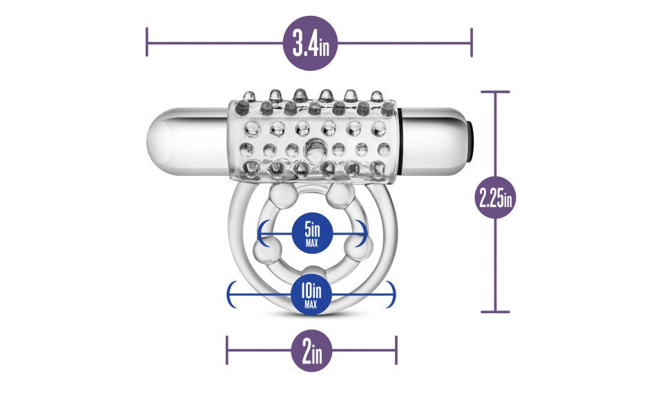 Stay Hard Super Clitifier Vibrating Cock Ring Clear - - Vibrating Cock Rings