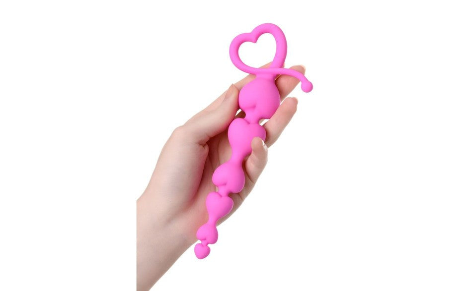 ToDo Sweety Silicone Anal Chain Pink Heart Shaped Beads Progressive Sizing - - Anal Beads and Balls