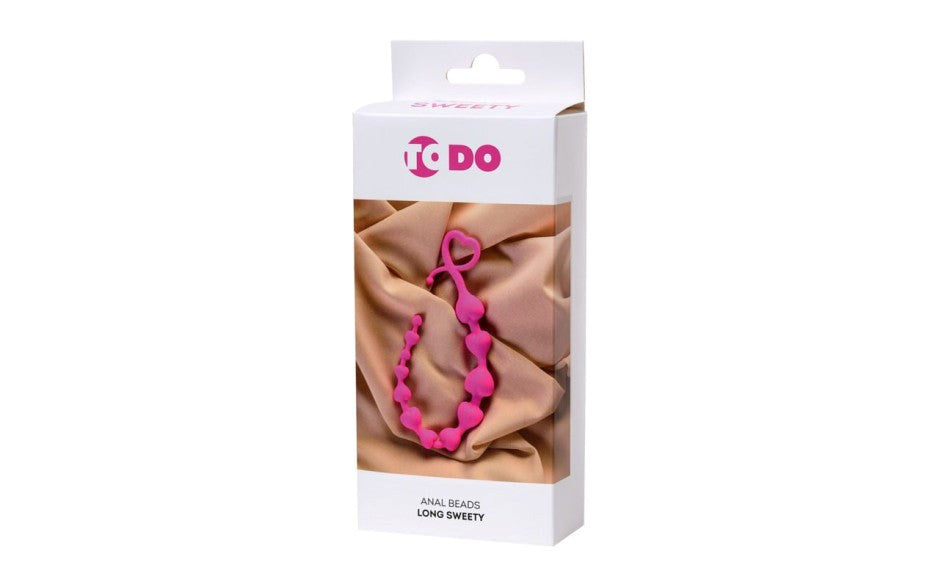 ToDo Sweety Long Silicone Anal Chain 18.5cm Pink Graduated Anal Beads - - Anal Beads and Balls
