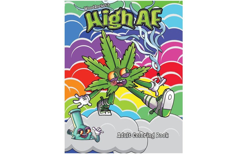 Wood Rocket High AF Adult Colouring Book Cannabis Culture Creative Expression - - Party Gifts and Novelties