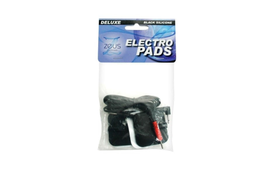 XR Brands Zeus Deluxe Black Electro Pads 2 Pack Premium Silicone Electrodes - - Electro Sex