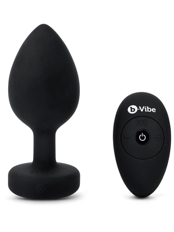 B Vibe Vibrating Jewel Butt Plug XXL Black Premium Anal Vibrator - - Butt Plugs