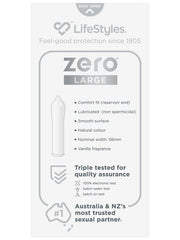 Lifestyles Zero Large Comfort Fit Thinnest Condoms 10 Pack - - Condoms