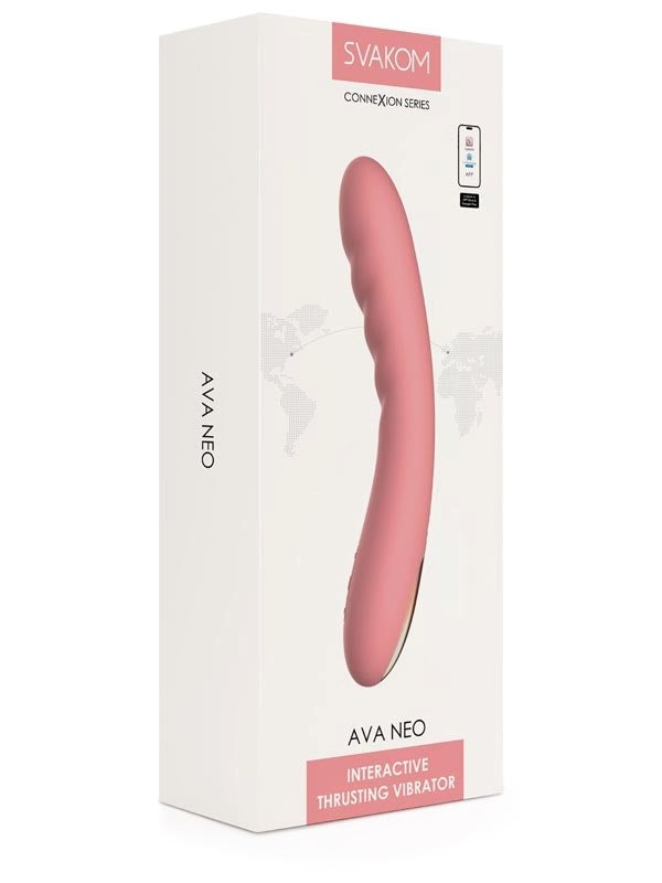 Svakom Ava Neo Interactive Thrusting G Spot Vibrator Peach Dual Action - - G-Spot Vibrators