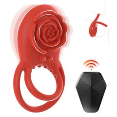 BDStyle Rose 8 Functions Vibrating Penis Ring - - Vibrating Cock Rings
