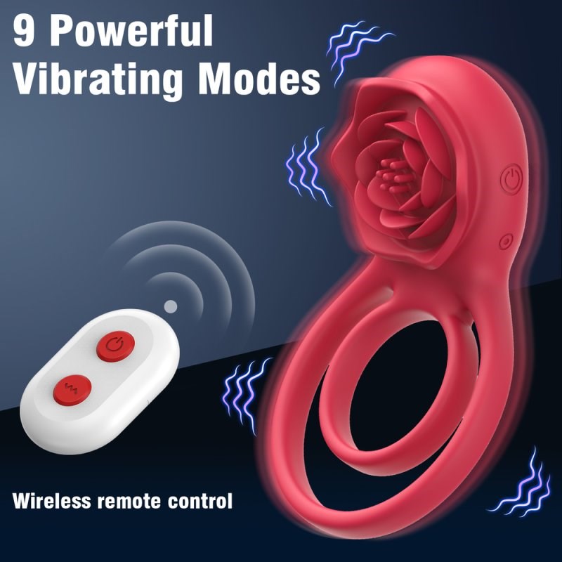 BDStyle Petal Shaped 9 Functions Vibrating Penis Ring - - Vibrating Cock Rings