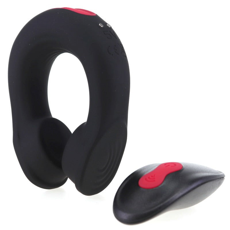 S Hande Headset 18 Frequency Vibration Cock Ring Black Dual Motor Sex Toy - - Vibrating Cock Rings