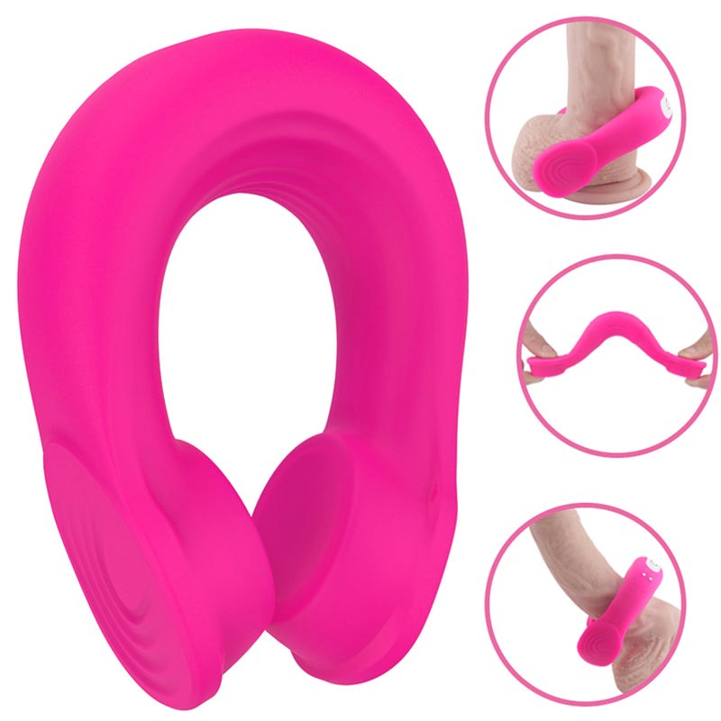S Hande Headset Multi Functions Vibrating Cock Ring Pink Dual Motor - - Vibrating Cock Rings