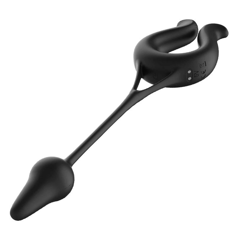 S Hande Nicole Vibrating Cock Ring With Anal Plug Dual Motor Design - - Vibrating Cock Rings