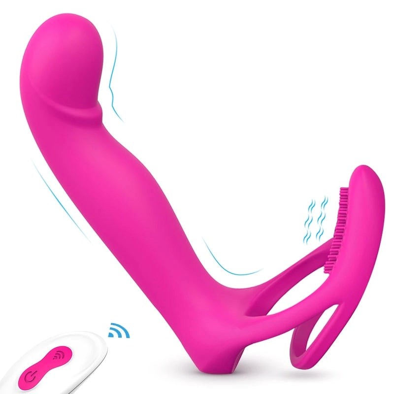 S Hande Lorna 9 Functions Vibrating Cock Ring With Butt Plug Rose Dual Stimulation - - Vibrating Cock Rings