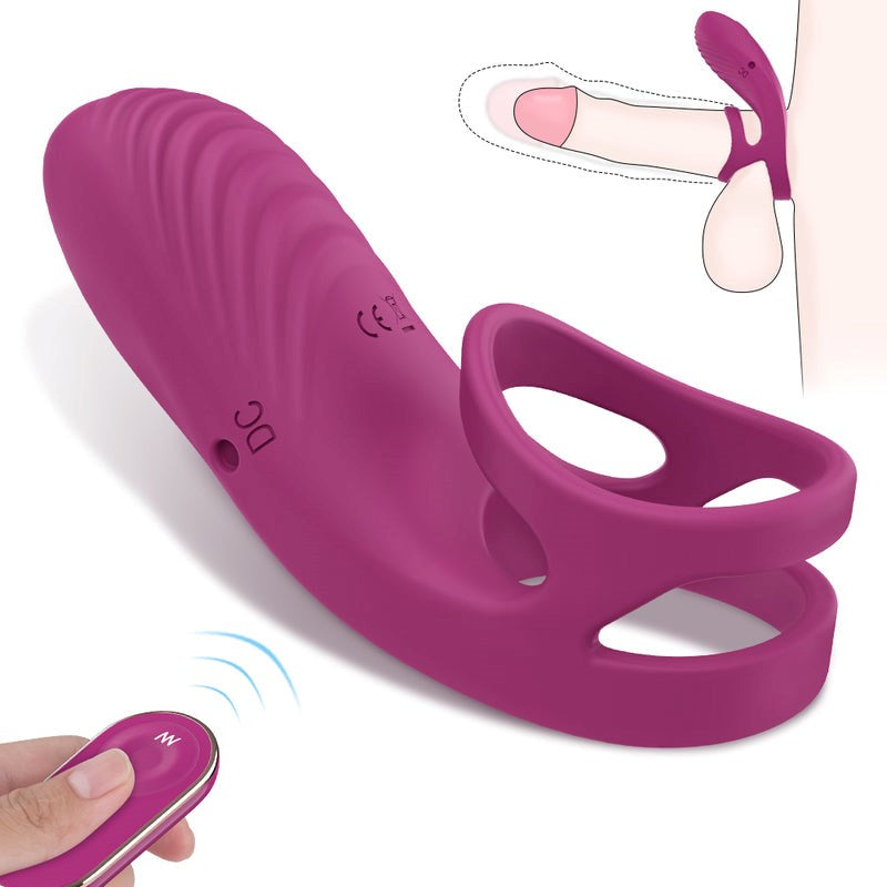 S Hande Nicholas Waterproof Rechargeable Cock Ring Claret with 9 Vibration - - Vibrating Cock Rings