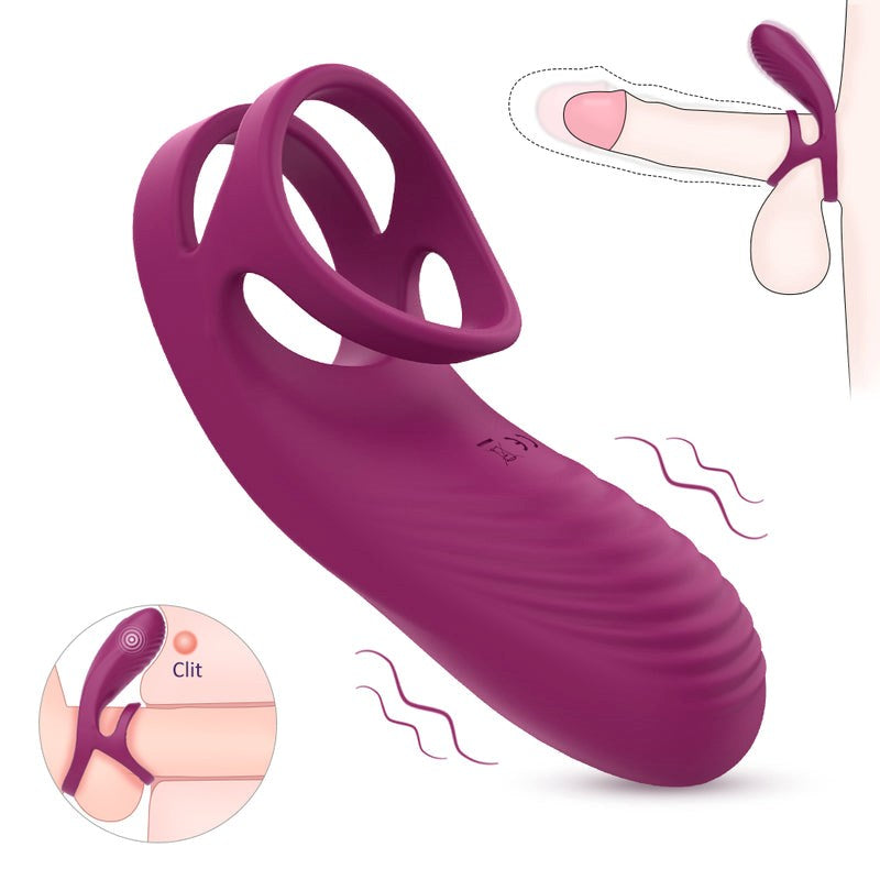 S Hande Nicholas Waterproof Rechargeable Cock Ring Claret with 9 Vibration - - Vibrating Cock Rings